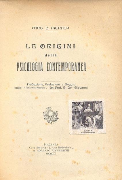 Le origini della psicologia contemporanea - copertina