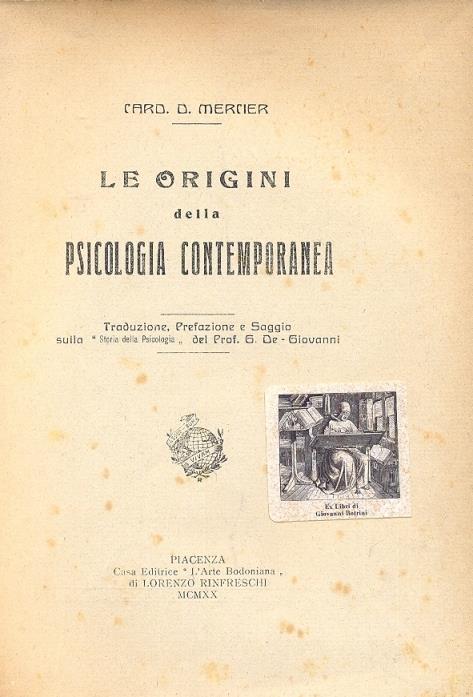 Le origini della psicologia contemporanea - copertina