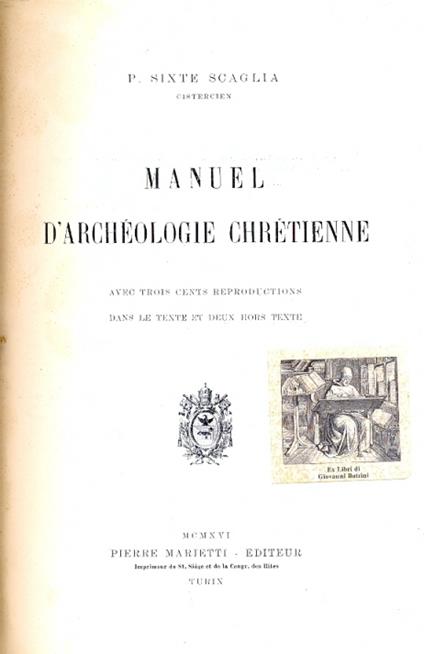 Manuel d'Archeologie Chretienne - copertina
