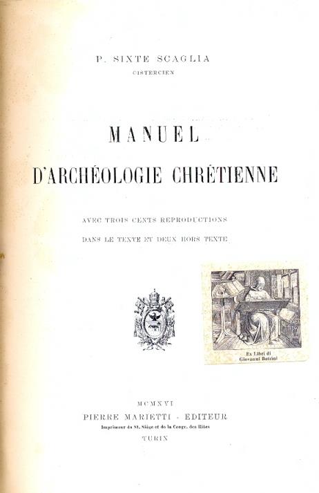 Manuel d'Archeologie Chretienne - copertina