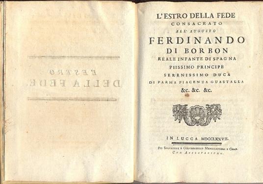 L' estro della fede consacrato all'Augusto Ferdinando di Borbon - copertina