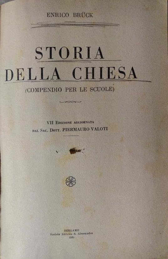 Storia della Chiesa (compendio per le scuole) - copertina