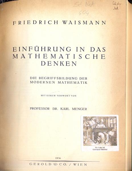 Einfuhrung in das mathematische denken. Die begriffsbildung der modernen mathematik - Friedrich Waismann - 2