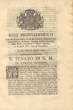 Regj Provvedimenti con deroga per l'effetto di essi alle Generali Costituzioni per la giurisdizione di Domo - copertina