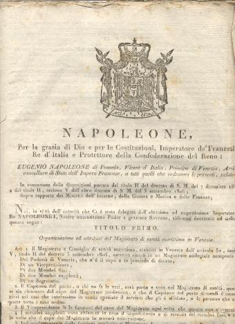 Editto napoleonico che decreta l'Organizzazione ed attributi del Magistrato di sanità marittima in Venezia Servizio della Sanità marittima nel dipartimento dell'Adriatico e del Regno - 2