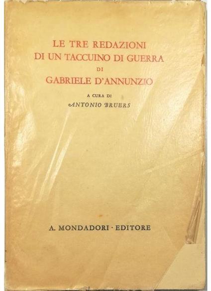 Le tre redazioni di un taccuino di guerra di Gabriele d'Annunzio - copertina