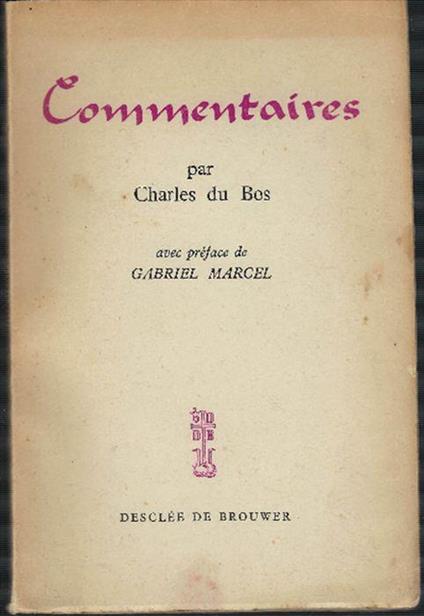Commentaires - Charles Du Bos - copertina