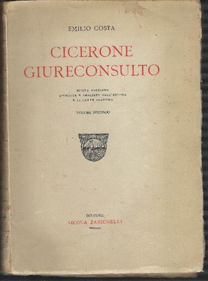 Cicerone Giureconsulto - Emilio Costa - copertina