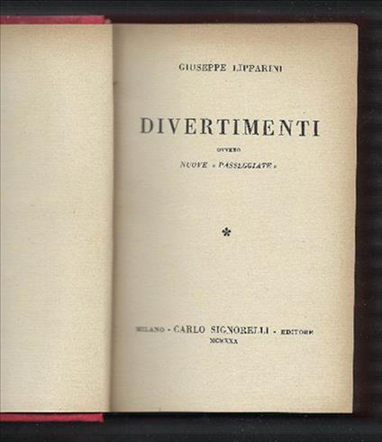 Divertimenti Ovvero Nuove "Passeggiate " - Giuseppe Lipparini - copertina