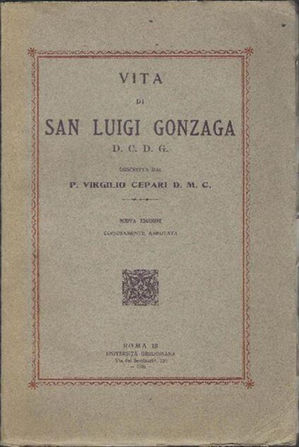 Vita Di San Luigi Gonzaga D. C. D. G - Virgilio Cepari - copertina