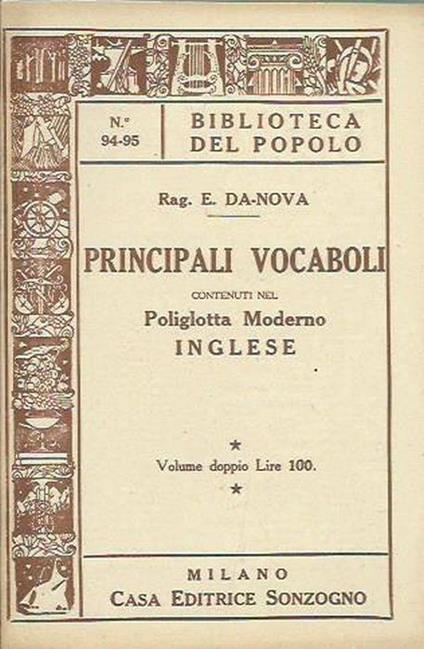 Principali vocaboli contenuti nel Poliglotta moderno inglese - copertina