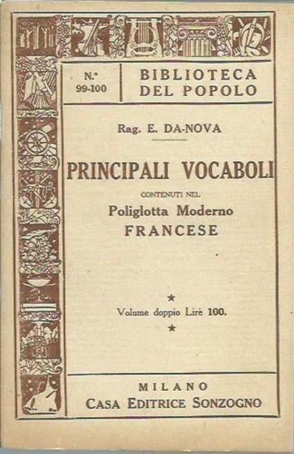 Principali vocaboli contenuti nel Poliglotta moderno francese - copertina