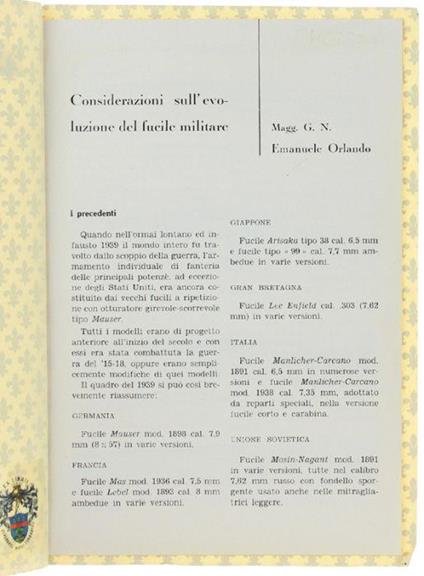 Considerazioni Sull'evoluzione Del Fucile Militare - Vittorio Emanuele Orlando - copertina