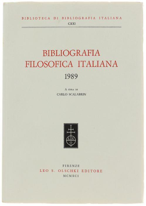 Bibliografia Filosofica Italiana - 1989 - Carlo Scalabrin - copertina