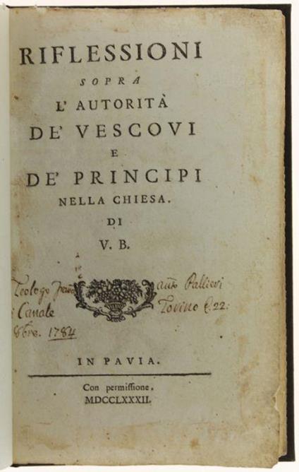 Riflessioni Sopra L'autorità Dè Vescovi, E Dè Principi Nella Chiesa - copertina