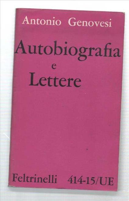 Autobiografia E Lettere - Antonio Genovesi - copertina