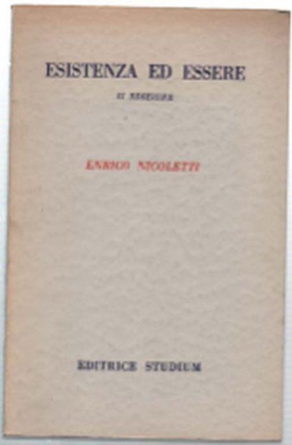 Esistenza Ed Essere - copertina