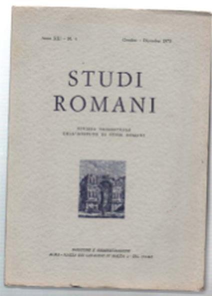 Studi Romani. Rivista Trimestrale Dell'istituto Di Studi Romani. Anno Xxi - N.. - copertina
