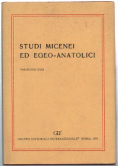 Gruppi Micenei Ed Egeo-Anatolici. Fascicolo Xxxi - copertina