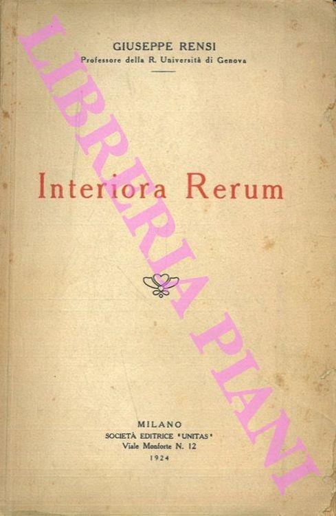 Interiora rerum - Giuseppe Rensi - copertina