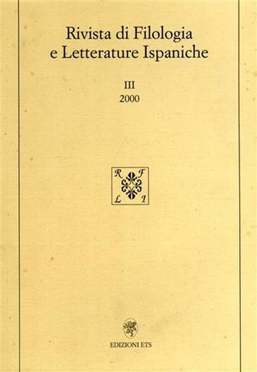 Rivista di Filologia e Letterature ispaniche. Numero III, 2000 - Giuseppe Di Stefano - copertina