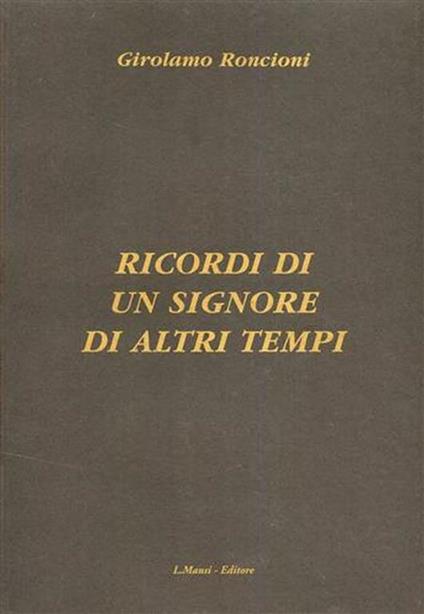 Ricordi di un signore di altri tempi - copertina