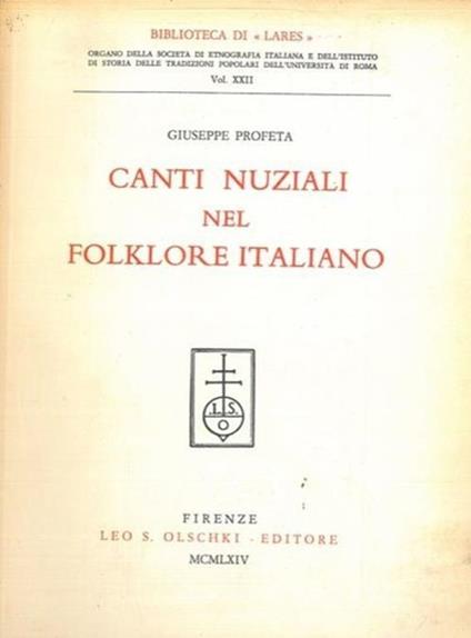 Canti nuziali nel folklore italiano - Giuseppe Profeta - copertina