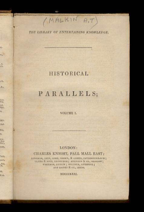 Historical Parallels. Volume I - copertina