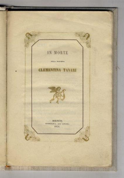 IN morte della marchesa Clementina Tanari - copertina
