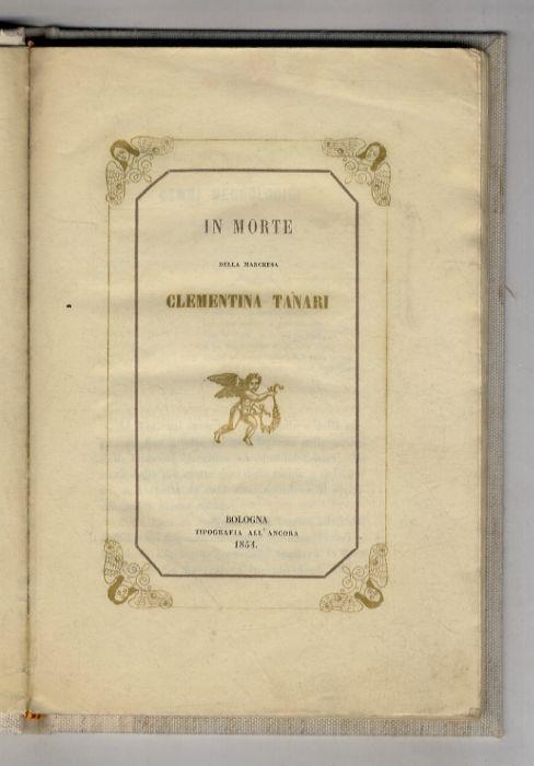 IN morte della marchesa Clementina Tanari - copertina