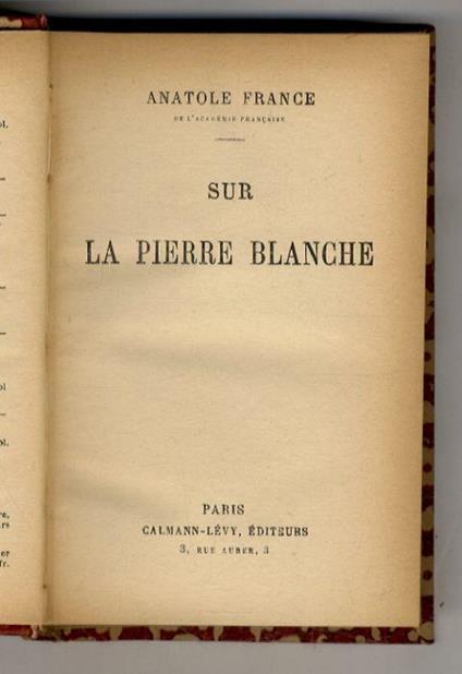 Sur la pierre blanche - Anatole France - copertina