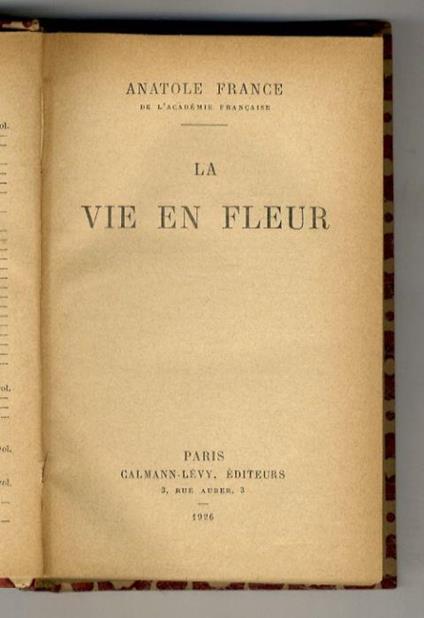 La vie en fleur - Anatole France - copertina