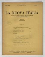 NUOVA (LA) Italia. Rassegna critica mensile della cultura italiana e straniera. Diretta da Luigi Russo. Anno primo. 20 ottobre 1930. Numero 10