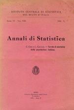 Annali di Statistica - Tavole di mortalità della popolazione italiana