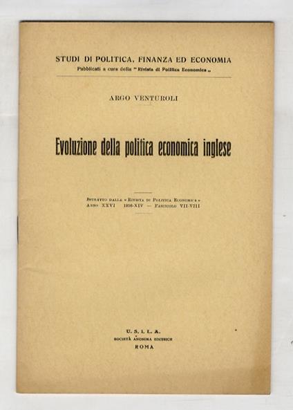 Evoluzione della politica economica inglese - copertina