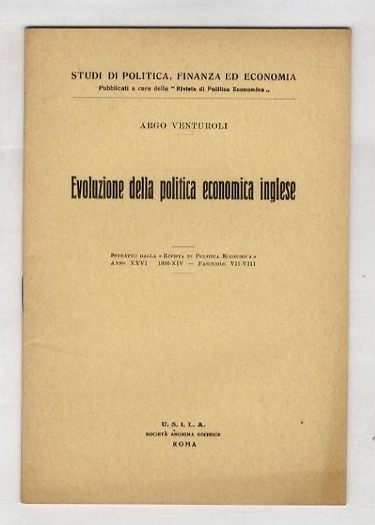 Evoluzione della politica economica inglese - copertina