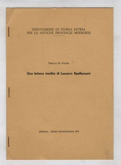 Ua lettera inedita di Lazzaro Spallanzani - Pericle Di Pietro - copertina
