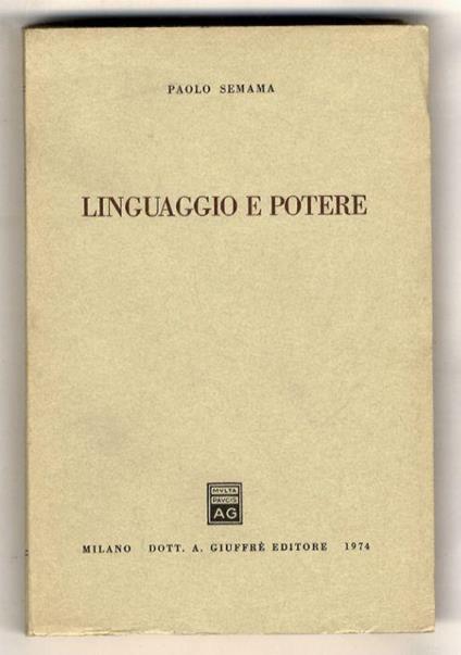 Linguaggio e potere - Paolo Semama - copertina