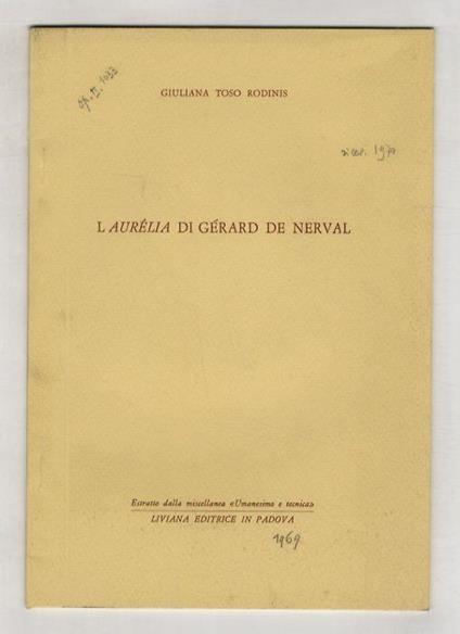 L' Aurélia di Gérard de Nerval - Giuliana Toso Rodinis - copertina