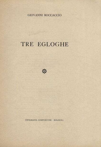 Tre egloghe - Giovanni Boccaccio - copertina