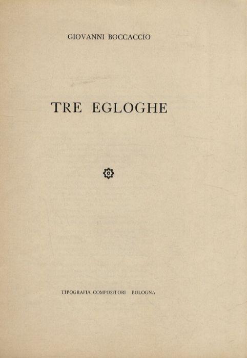 Tre egloghe - Giovanni Boccaccio - copertina