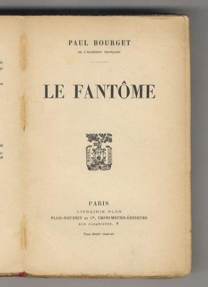 Le Fantôme - Paul Bourget - copertina
