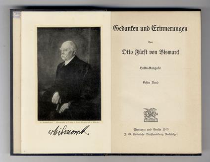 Gedanken und Erinnerungen von Otto Fürst von Bismarck. Bd 1.2. Volks-ausgabe. Erster Band [- Zweiter Band] - Otto von Bismarck - copertina