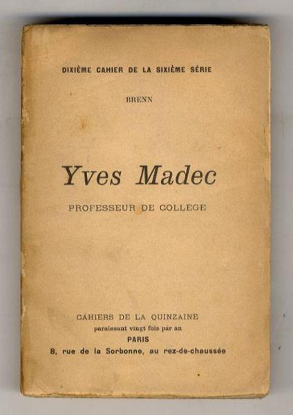 Yves Madec, professeur de collège. (Préface de Charles Péguy) - copertina