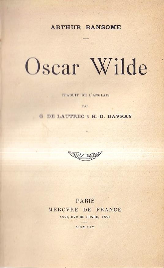 Oscar Wilde - Arthur Ransom - copertina