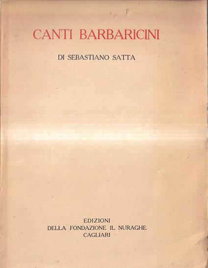 Canti Barbaricini - Sebastiano Satta - copertina