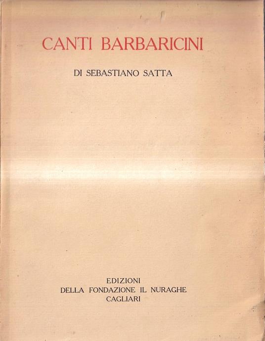 Canti Barbaricini - Sebastiano Satta - copertina