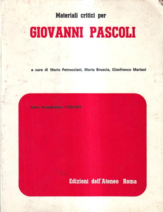 Materiali Critici per Giovanni Pascoli - Mario Petrucciani - copertina
