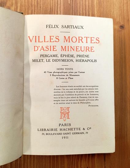 Villes Mortes D'Asie Mineure Pergame, Ephese, Priene, Milet, Le Didymeion, Hierapolis - Félix Sartiaux - copertina