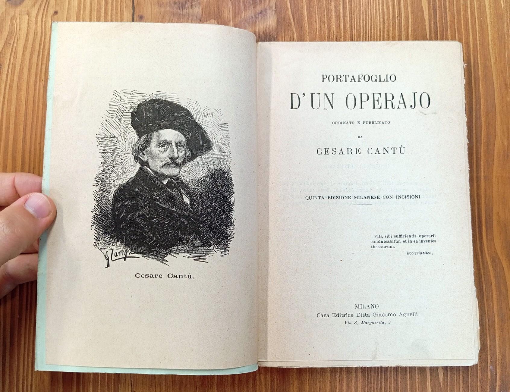 Portafoglio D'un Operajo ordinato e Pubblicato Da Cesare Cantù